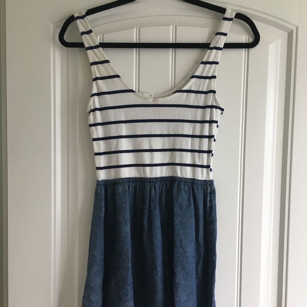 Casual Denim Striped Combo Dress
